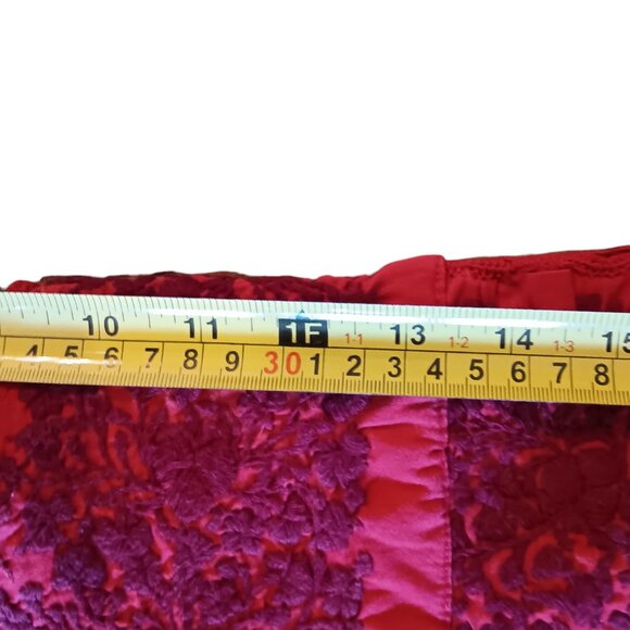 Mexican Oaxacan Red On Red Embroidered Dress Maxi Length Vintage Small Medium - Picture 15 of 16